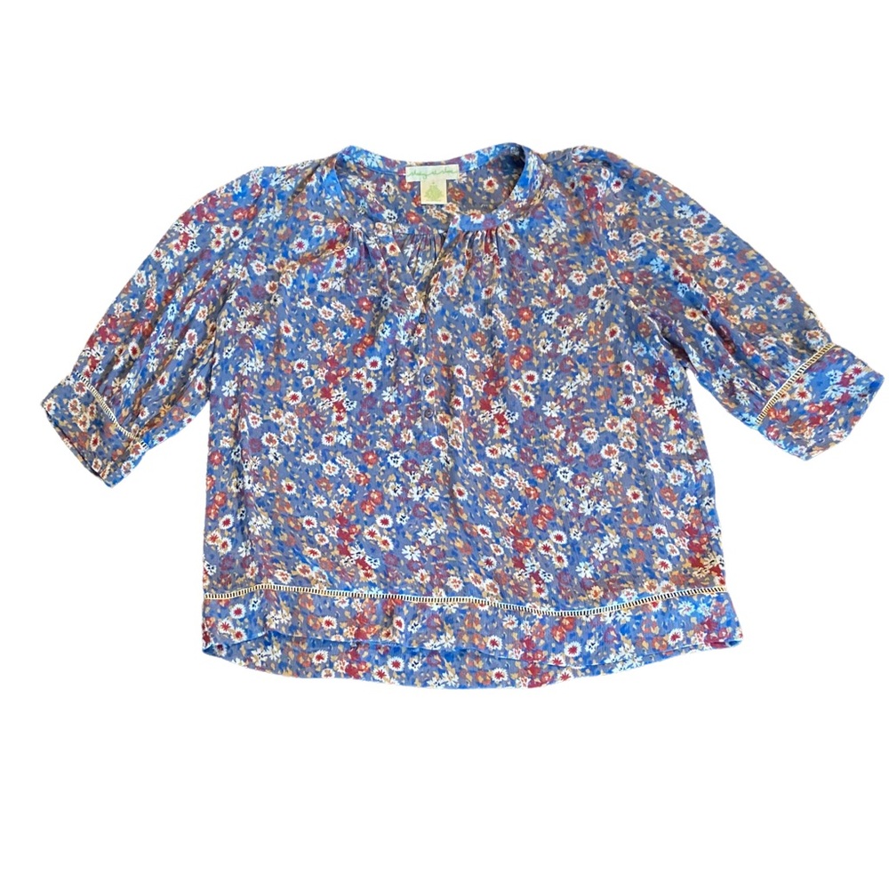 Anthropology staring at stars sheer chiffon water colour floral blue and…
